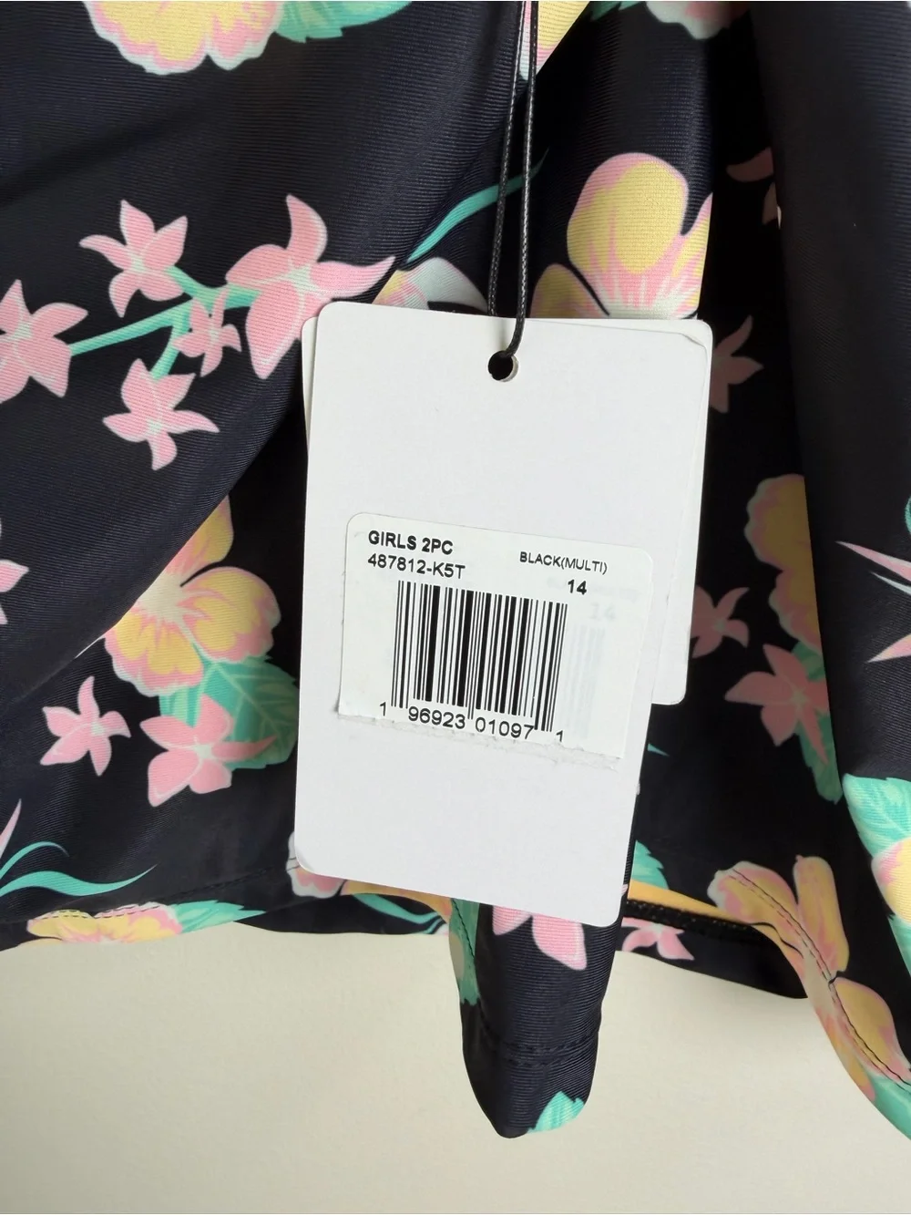Hurley Girls 2-Piece Floral Tankin Set Black Multi UPF 50+ Size 14